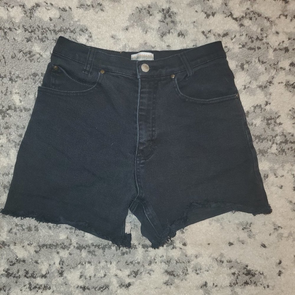 Coldcreek Water Black Jean Shorts || sz Petite 8 EUC